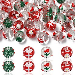 Рождественские прозрачные стеклянные эмалевые бусины&nbsp;GLAA-YW0005-06A-01