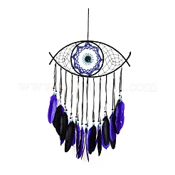 Железная тканая паутина/сетка с подвесками из перьев AJEW-B016-07A