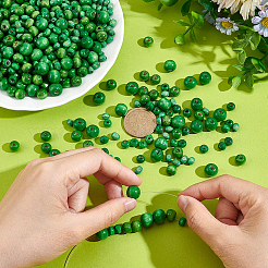 480 шт. 4 стиля крашеных бусин из натурального дерева WOOD-PH0009-48C