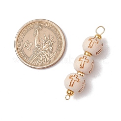 2 шт. 2-х цветные круглые бусины из дерева и акрила с подвесками-цепочками PALLOY-JF03424