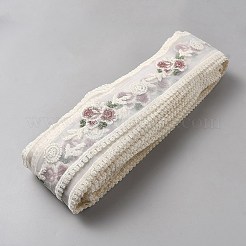 Ruban de maille de fleur de broderie de polyester&nbsp;SRIB-WH0011-252A