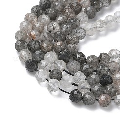 Натуральные турмализированные кварцевые бусинки&nbsp;G-L651-C10-4mm