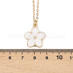 Кулон в виде белого цветка из эмали&nbsp;NJEW-A066-04G
