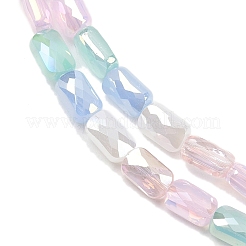 電気メッキガラスビーズセット  長方形  多面カット  グラデーションカラー  パールピンク  7x4x3.5mm  穴：1mm  約60~63個/連  16.14''~16.92''（41~43センチメートル）&nbsp;EGLA-D300-05-08