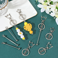 10шт. брелок для ключей из железного прута с бусинами&nbsp;KEYC-SC0001-77