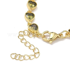 Bracelets en laiton pavés de zirconiums cubiques en forme de cœur pour femmes&nbsp;BJEW-P385-07G-03