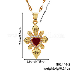 Элегантные латунные ожерелья с подвеской в виде сердца и снежинки из красной эмали NJ8500-2