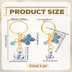 1 шт. брелок-подвеска в форме кошки из сплава и эмали&nbsp;KEYC-LP0001-53A