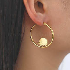 Серьги-кольца из нержавеющей стали 304 в форме ежа EJEW-F320-02G