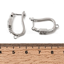 Квадратные латунные серьги-кольца с микропаве из прозрачных кубических цирконий&nbsp;KK-A289-07P