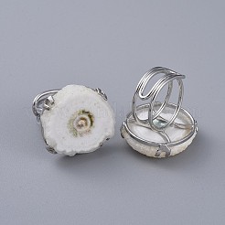 調整可能な天然の粗い生石の指輪  真鍮パーツ  ナゲット  ミックスカラー  サイズ8~9  18~19.5mm&nbsp;RJEW-F100