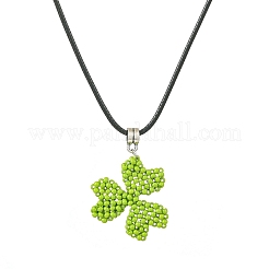 Стеклянные бусины бисер клевер подвеска ожерелья NJEW-MZ00087