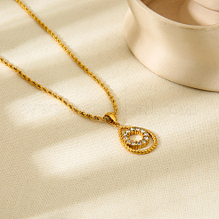 Collier pendentif en forme de larme avec anneau&nbsp;WGE593C-01