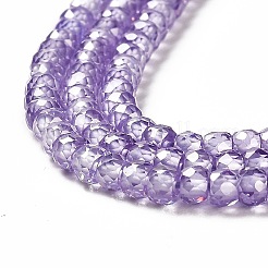 立方晶ジルコニアビーズ連売り  ファセットロンデル  紫色のメディア  3x2mm  穴：0.6mm  約164~172個/連  14.57~14.88インチ（37~37.8cm）&nbsp;ZIRC-G001-01H