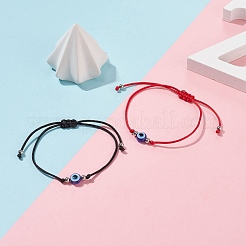 2шт 2 цвета смолы сглаза плетеные браслеты из бисера набор BJEW-JB08496