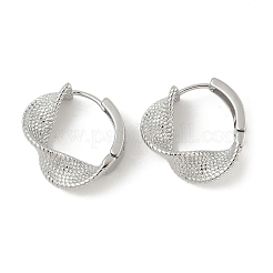真鍮製フープピアス  ツイスト  プラチナメッキ  19.5x20x6.5mm&nbsp;EJEW-D320-08P