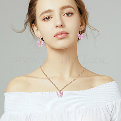 Collana con ciondolo a farfalla in plastica&nbsp;SJEW-AN0001-33