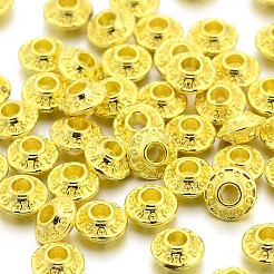 チベット風合金スペーサービーズ  双円錐形  ゴールドカラー  鉛フリー＆カドミウムフリー  6.5x3.5mm  穴：2mm&nbsp;K091T011