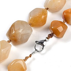 Colliers de perles en pépites de jade topaze naturelle pour femmes et hommes&nbsp;NJEW-K388-01I