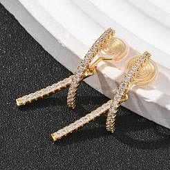 Латунные серьги-клипсы с микропаве из прозрачного кубического циркония EJEW-K286-13G