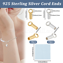 20 pz 2 colori 925 estremità del cordone in argento sterling&nbsp;STER-BBC0009-87