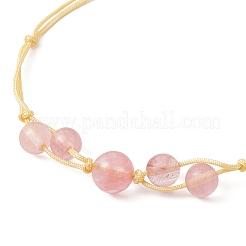 Синтетические вишневые кварцевые стеклянные круглые бусины плетеные браслеты из бусин для женщин&nbsp;BJEW-JB11980