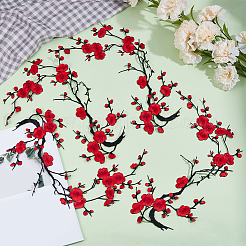 4 Stück Pflaumenblüten-Stickereistoff aus Polyester zum Aufnähen&nbsp;PATC-CY0001-58A