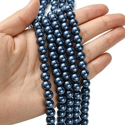 Fili di perle rotonde di perle di vetro tinto ecologico&nbsp;HY-A002-8mm-RB069