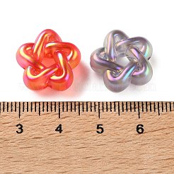 UVメッキ透明アクリルビーズ  虹色の  花  艶消し  ミックスカラー  16x16.5x8mm  穴：2.1mm&nbsp;AC-CBA5E93-08