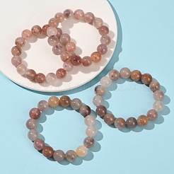 Женские браслеты из круглых бусин натурального кварца толщиной 12 мм BJEW-G756-02B