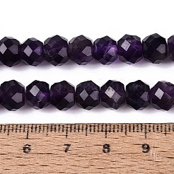 天然石アメジストビーズ連売り  ロンデル  多面カット  7.5~8x6~6.5mm  穴：0.7~0.9mm  約58~60個/連  14.76~15.35インチ（37.5~39cm）&nbsp;G-Q608-26A-02