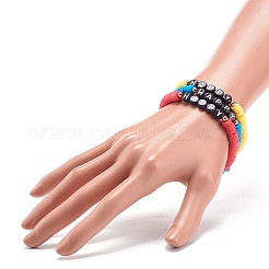 5шт 5 цвета ручной полимерной глины диска серфер стрейч браслеты набор&nbsp;BJEW-JB08800