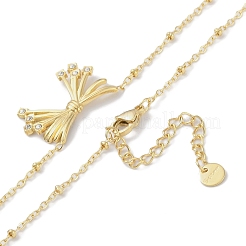 304 нержавеющая сталь кристалл горный хрусталь спутниковая цепь бант кулон ожерелья для женщин&nbsp;NJEW-C055-10G