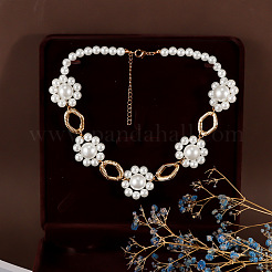 Colliers à maillons en alliage avec motif losange et fleur en plastique pour femmes&nbsp;WG7D712-01