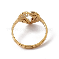 Ионное покрытие (ip) 201 нержавеющая сталь полое сердце регулируемое кольцо для женщин RJEW-C045-02G