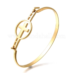 Bracelets à maillons ronds plats en acier inoxydable 201 pour femmes&nbsp;BJEW-R014-01G-03