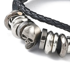 Braccialetti multifilo a triplo strato in pelle PU e cordoncini cerati&nbsp;BJEW-G709-03B