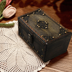 Cofre del tesoro de joyería de madera vintage&nbsp;CON-WH20002-17