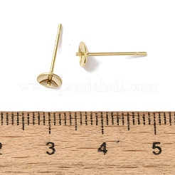真鍮スタッドイヤリングを見つける  鉛フリー＆カドミウムフリー  ラウンド  24KGP本金メッキ  14x5mm  ピン：12x1mm&nbsp;KK-K383-01C-G