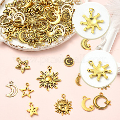 64pcs16スタイルチベットスタイル亜鉛合金ペンダント  アンティーク黄金  混合図形  13~28x6.5~24.5x1.5~4mm  穴：1.6~2mm  4個/スタイル&nbsp;FIND-SC0018-01