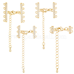 4 pz 4 stili ottone micro pavé zirconia cubica trasparente estremità con catene&nbsp;FIND-BBC0005-21