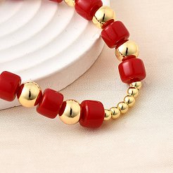 Абс имитация жемчуга круглые бусины эластичные браслеты для женщин BJEW-D317-12C-G