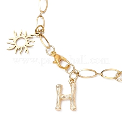 Браслеты с подвесками в виде солнца и сердца из нержавеющей стали 304 для женщин&nbsp;BJEW-JB11959-01