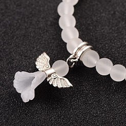 Vetro braccialetti perline bambini di fascino elastiche smerigliato per il giorno dei bambini&nbsp;BJEW-JB01769-07