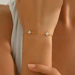 Elegante florale Gliederarmbänder aus Messing mit Pavé-Fassung aus klaren Zirkonia&nbsp;DF1252