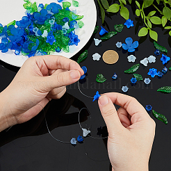 Kits de pendentifs et perles en acrylique transparent en forme de feuilles et de fleurs&nbsp;MACR-FH0001-25