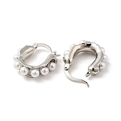 Толстые серьги-кольца с искусственным жемчугом EJEW-F288-03P