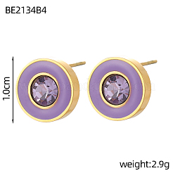 Серьги-гвоздики из нержавеющей стали 304 с эмалью STAS-OY003-57G