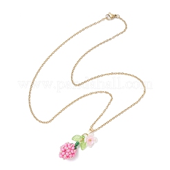 Подвеска в виде цветка из стеклянных бусин и искусственного жемчуга из нержавеющей стали 304 NJEW-MZ00115-05