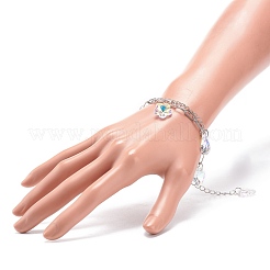 Многожильный браслет с разноцветными подвесками в виде цветов&nbsp;BJEW-JB08703